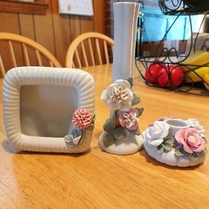 3 Piece Interpur Floral Ceramic Set Made in China